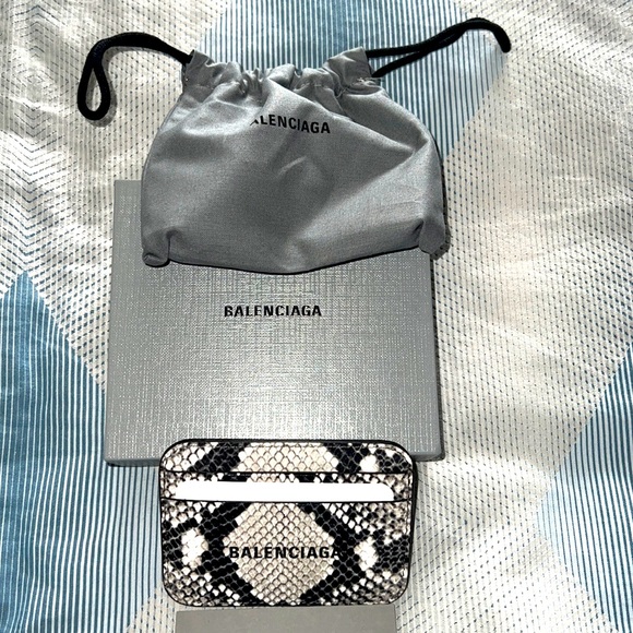 COPY - Balenciaga Mens Snake Skin Design Leather Credit Card Holder - Picture 1 of 3
